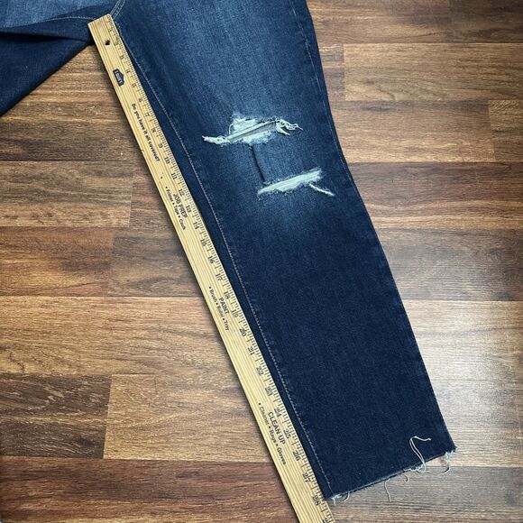 Old Navy OG Straight Jeans Size 10 High Rise Blue Ripped Ankle Smooth Pockets - Picture 8 of 10